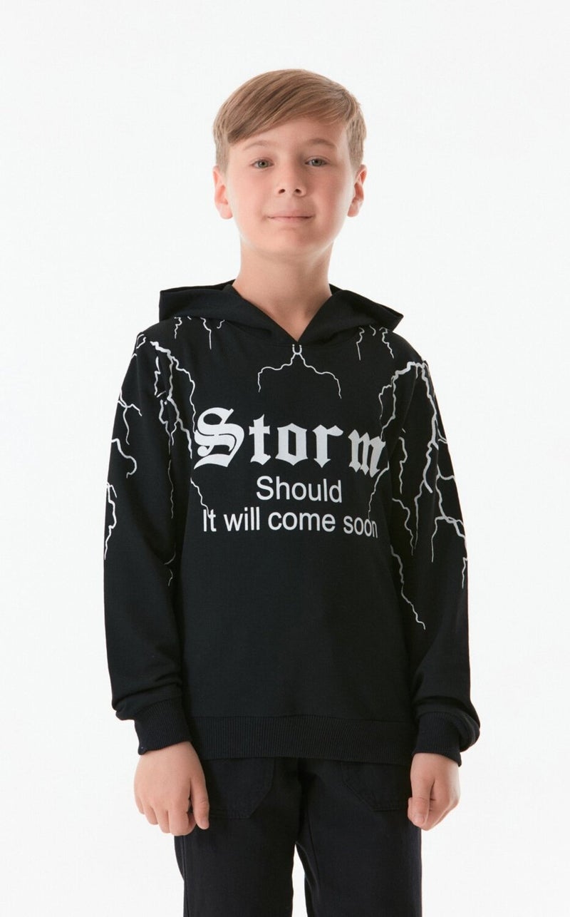 Printed Hooded Boy's Sweatshirt