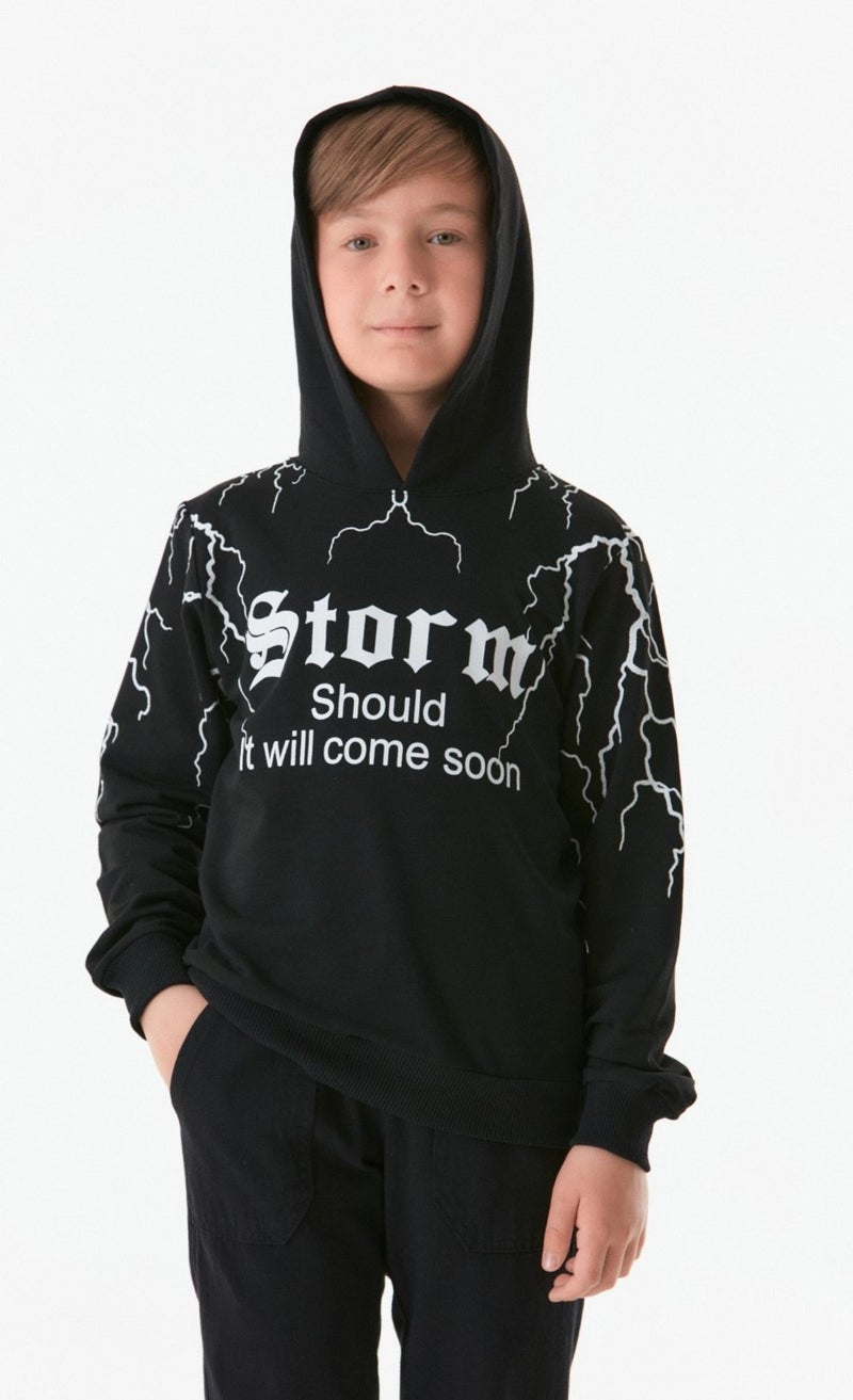 Printed Hooded Boy's Sweatshirt