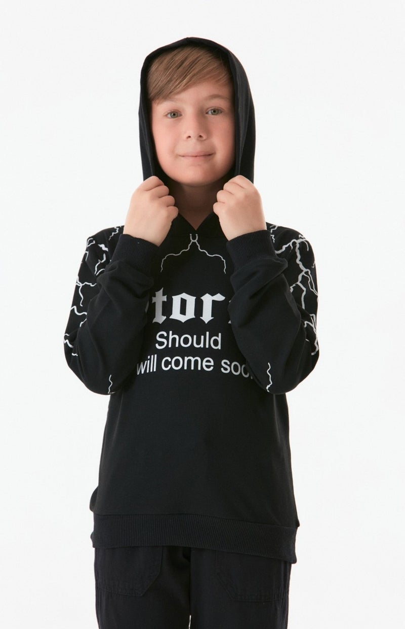 Printed Hooded Boy's Sweatshirt