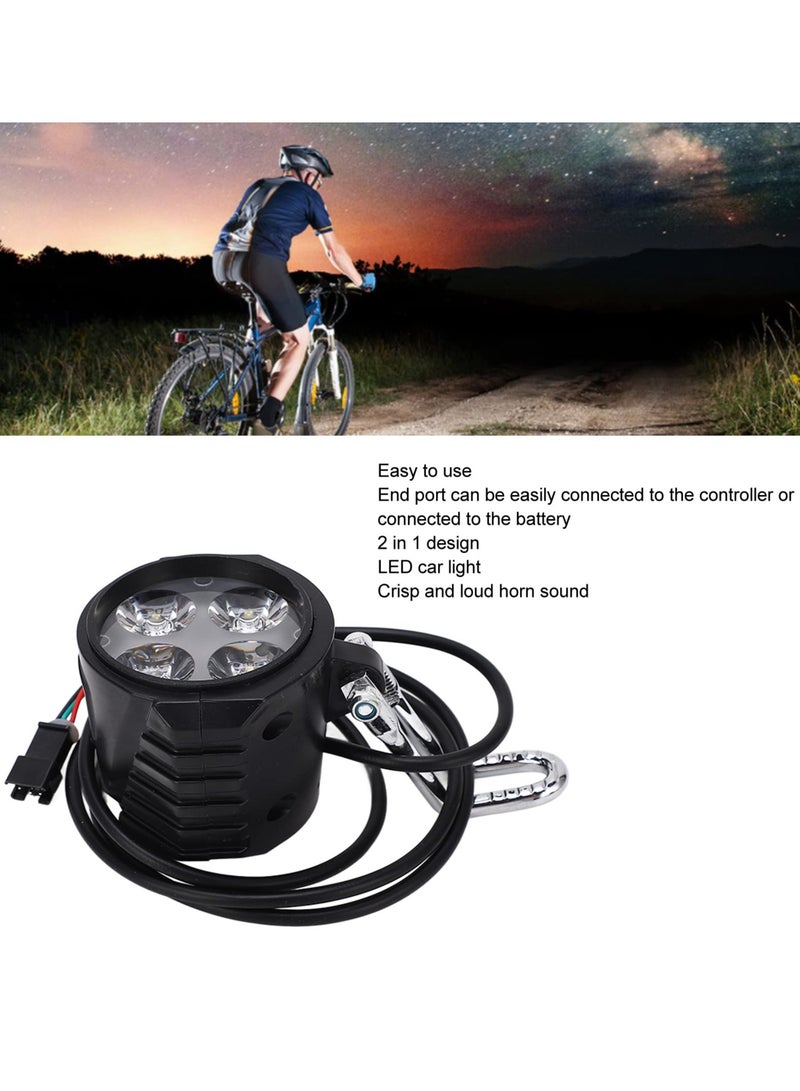 Electric Scooter Headlight, 2-in-1 Ebike Front Light with Horn,10 Inch Universal 12 to 72V , Easy to Install and Remove, Bicycle Headlight for Cycling Accessories