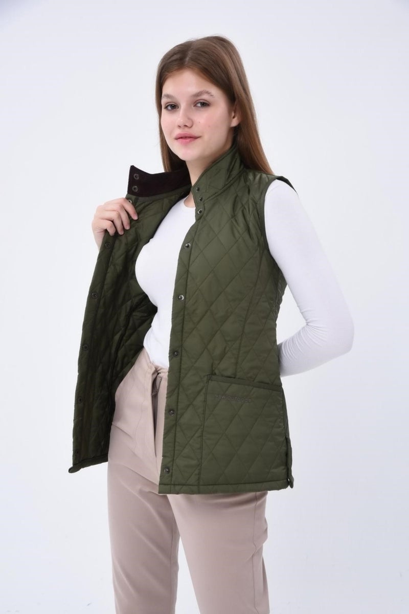 Marble Quilted Vest Green