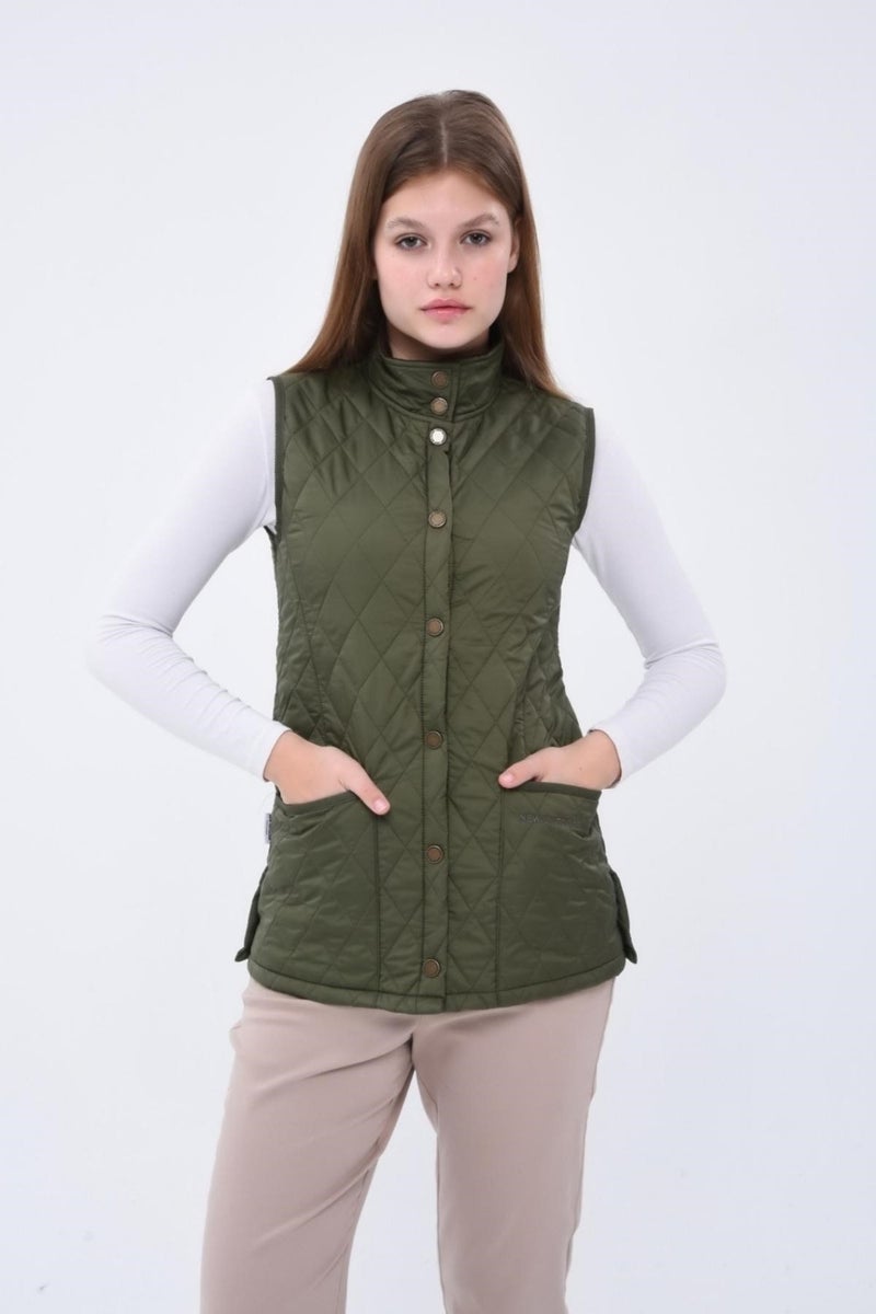 Marble Quilted Vest Green