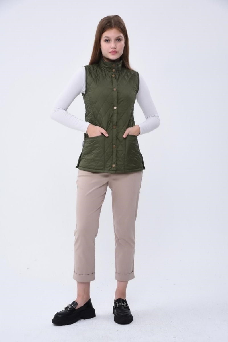 Marble Quilted Vest Green