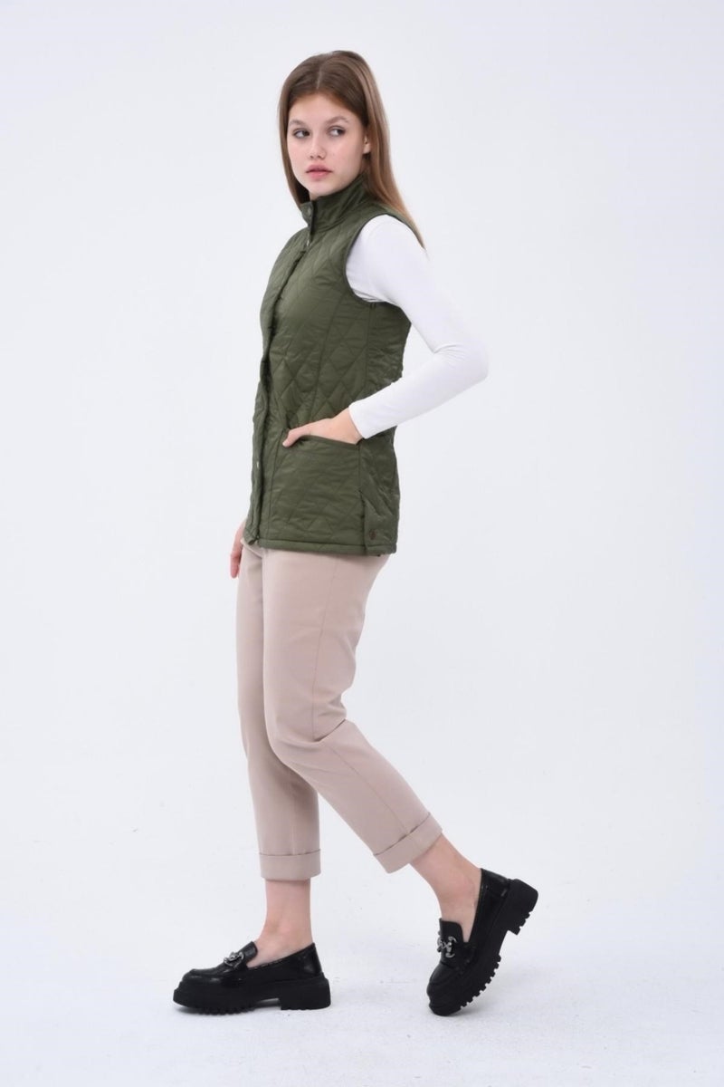 Marble Quilted Vest Green