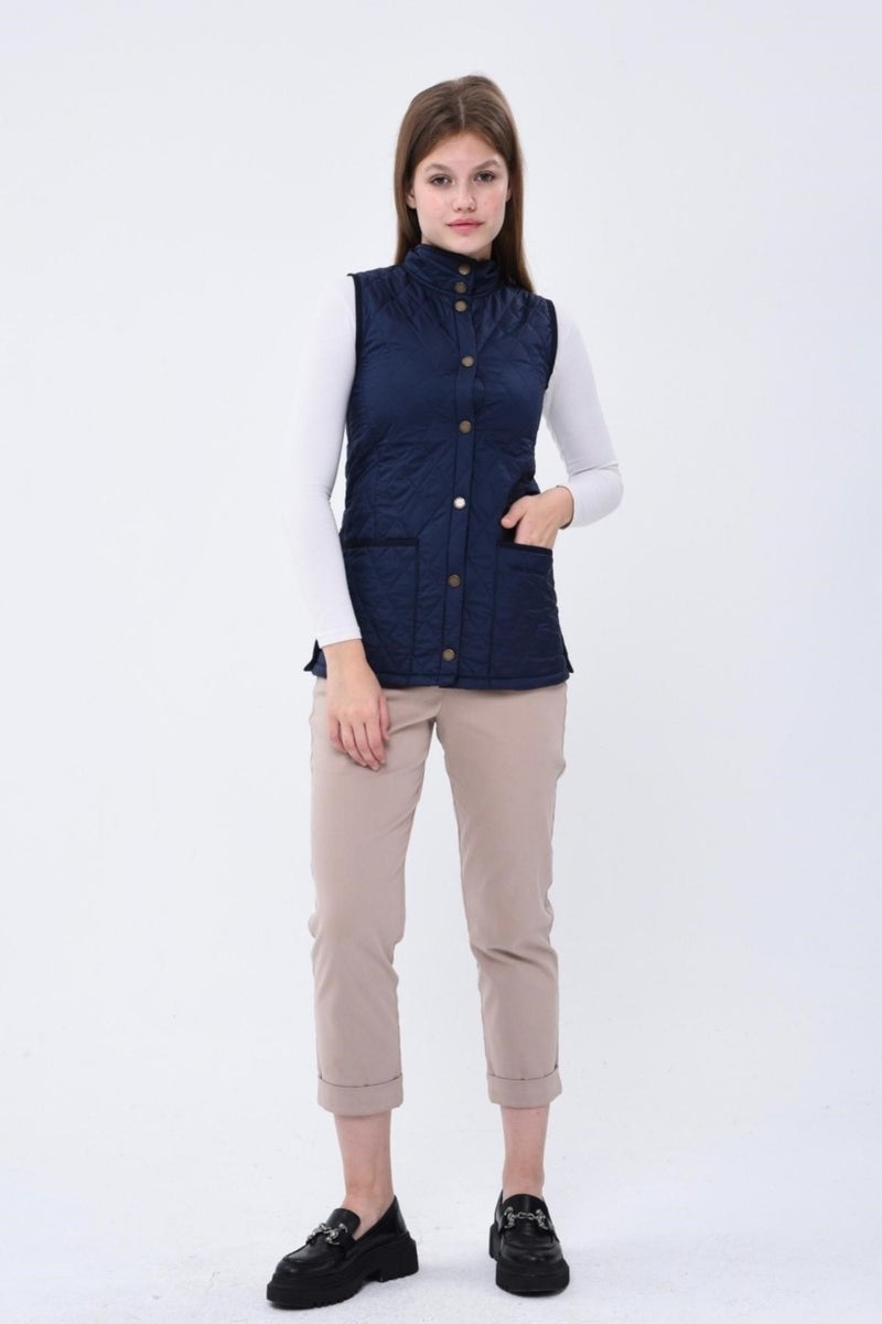 Marble Quilted Vest Navy Blue