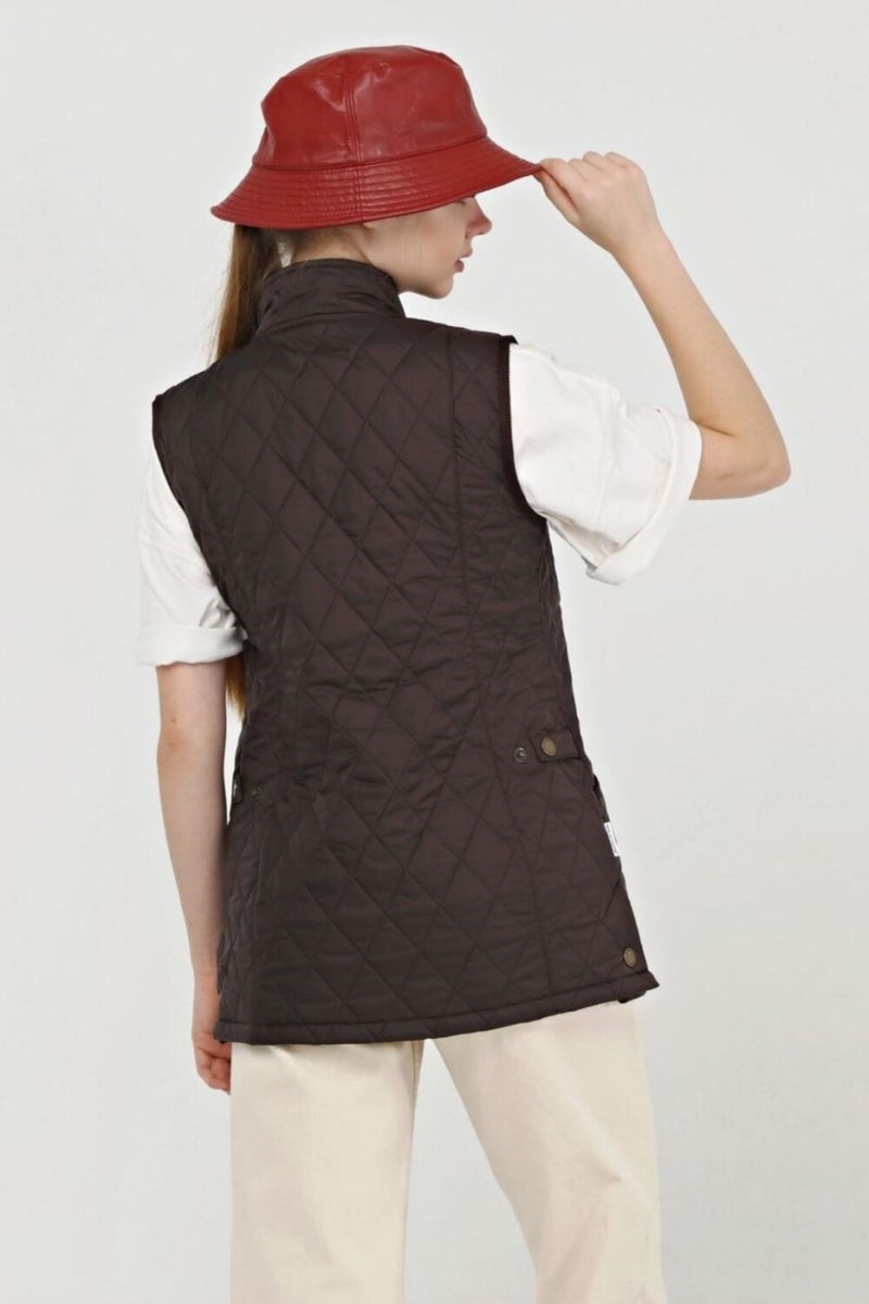 Marble Quilted Vest Brown