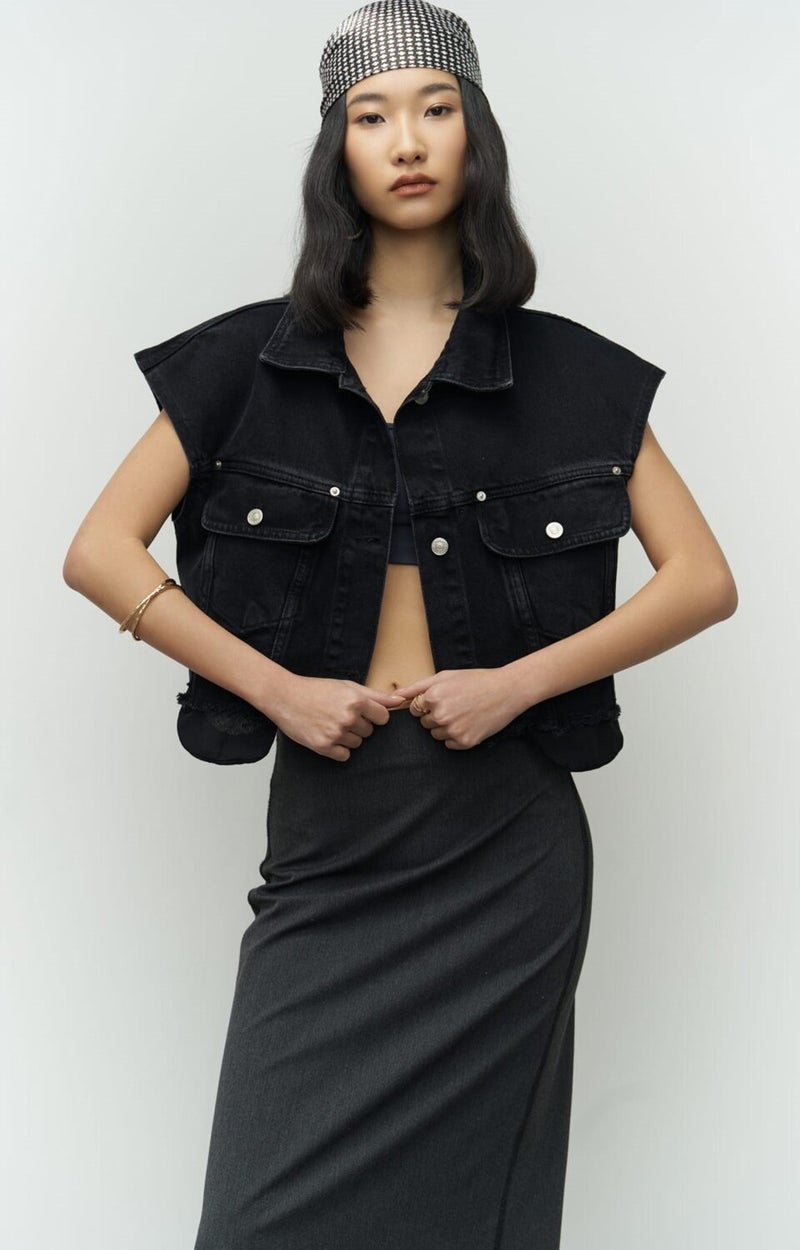 Matin Zero Sleeve Black Jean Vest