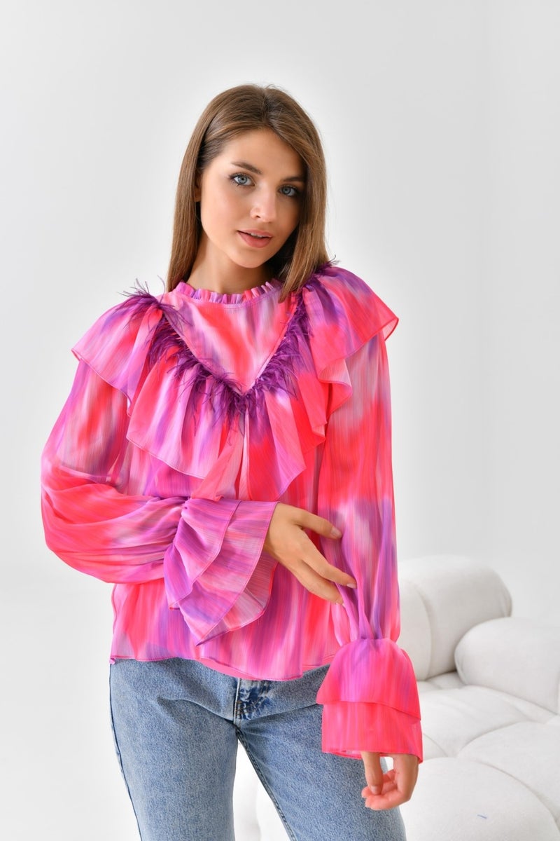 Ftz Women Chiffon Blouse Fuchsia