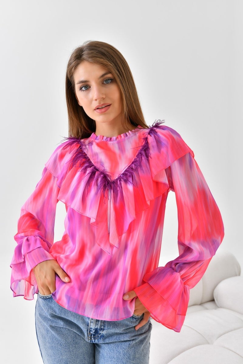 Ftz Women Chiffon Blouse Fuchsia