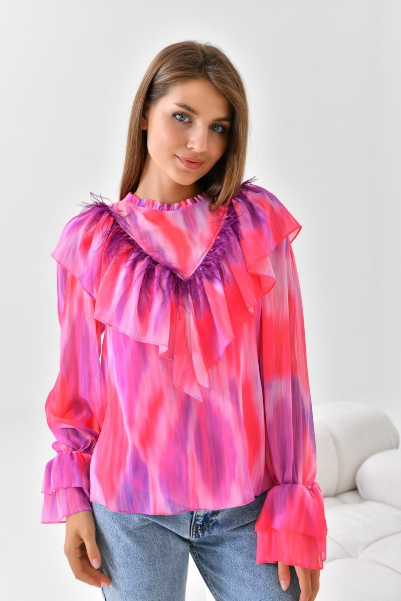 Ftz Women Chiffon Blouse Fuchsia