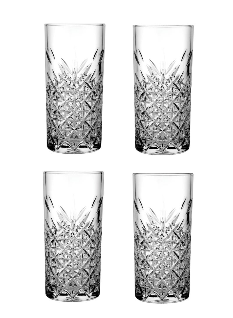 4 Pieces Timeless Long Drink Tumbler, 450 Ml, 160.5 Mm Height, 77.5 Mm Diameter Clear