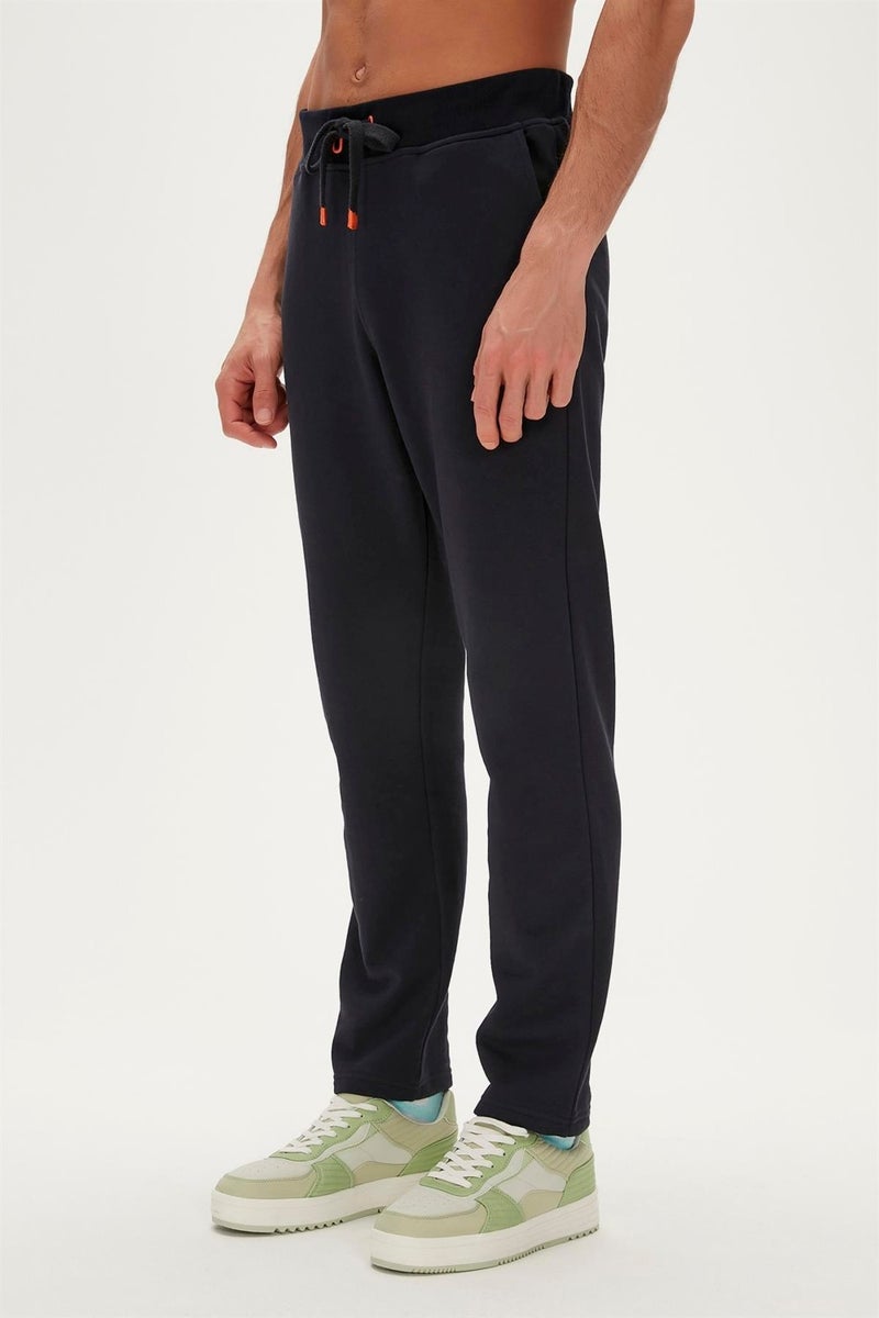 Plain Sweatpants Navy Blue Men's Tracksuit Bottoms