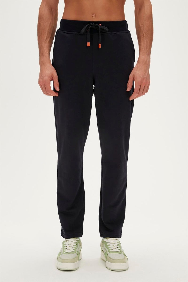 Plain Sweatpants Navy Blue Men's Tracksuit Bottoms