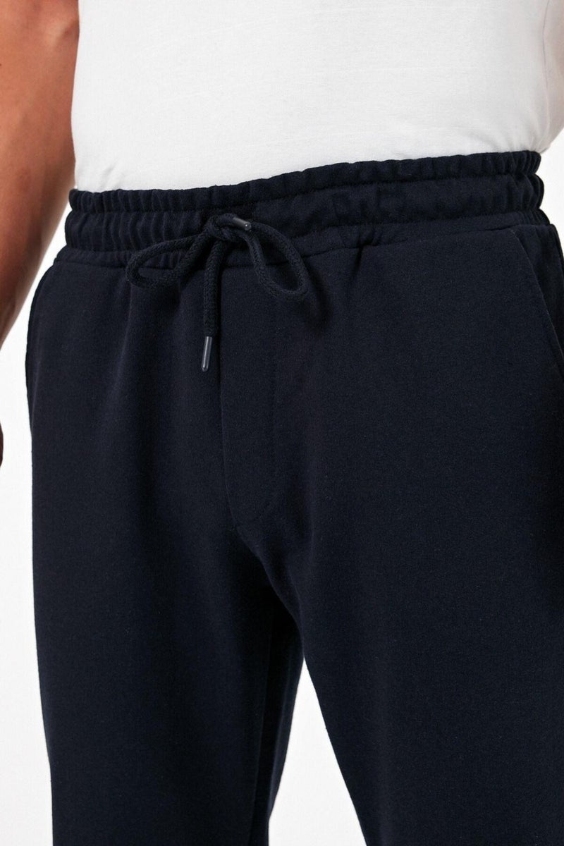 Thick Navy Blue Men's Sweatpants Jogger Back Pocket Elastic Leg Regular Fit Non-raised