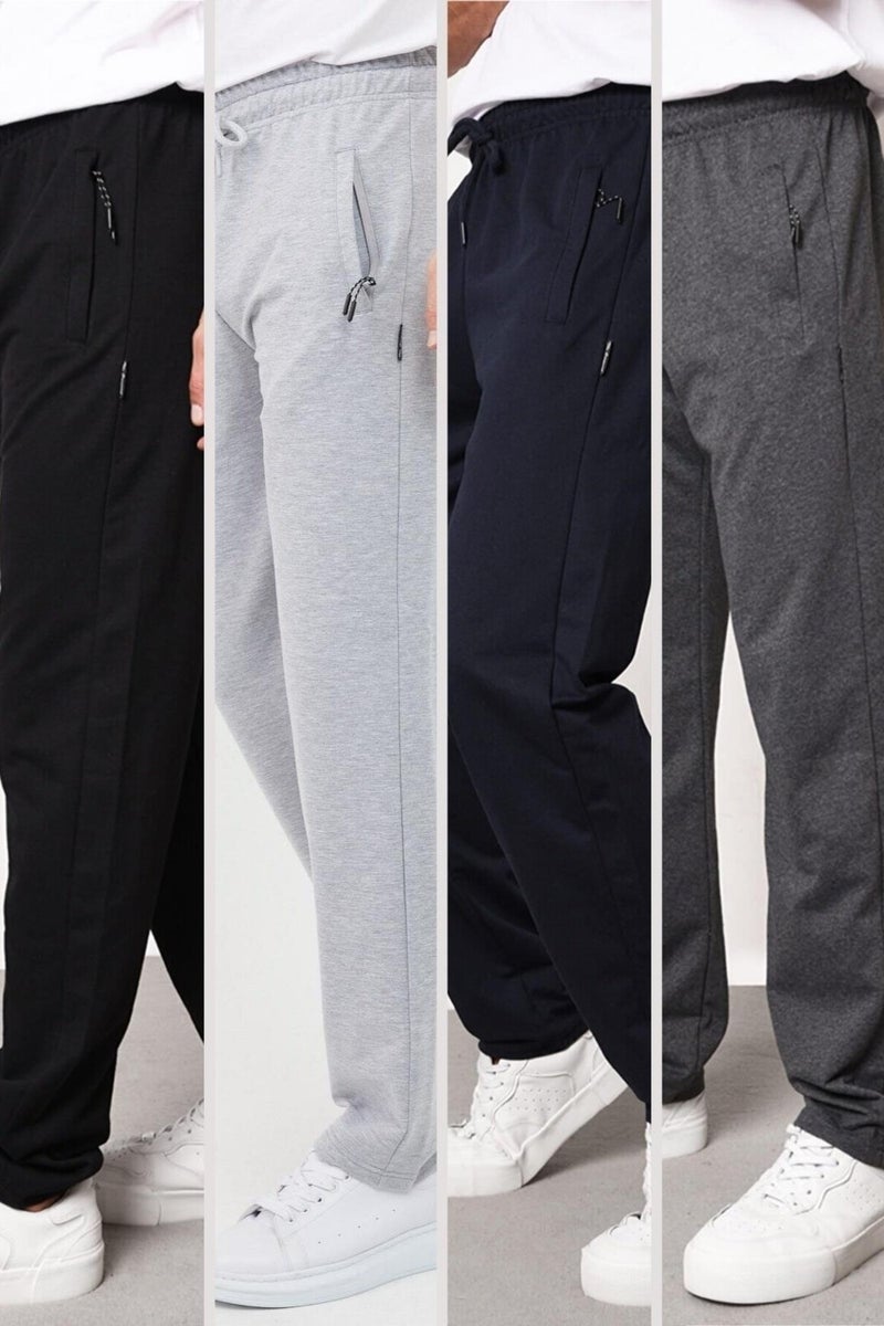 Metalic Multicolor Men's Straight Leg Pocket Zipper Detail Relaxed Cut 4-Pack Sweatpants