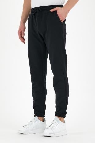 Metallic Black-Grey-Navy Blue 3-Pack Men's Tracksuit Bottoms Labeled Back and Side Pockets Regular Fit Elastic Legs