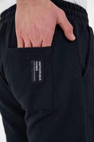 Metallic Black-Grey-Navy Blue 3-Pack Men's Tracksuit Bottoms Labeled Back and Side Pockets Regular Fit Elastic Legs