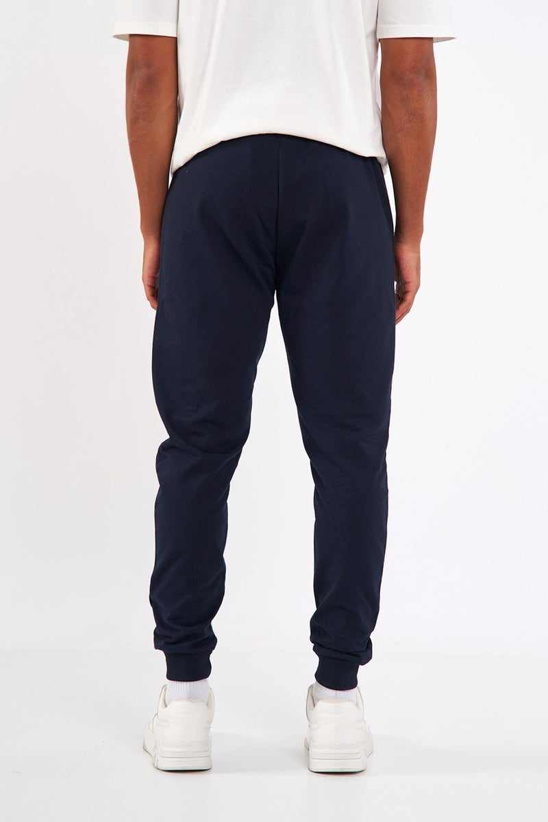 Men's Navy Blue Sweatpants with Elastic Legs