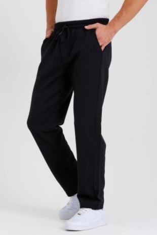 Black-Anthracite-Navy Blue Back Pocket Label Detailed Straight Leg Men's Cotton 3-Piece Sweatpants Pack