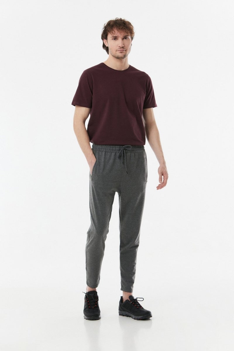 Sweatpants with Lace Waist and Zipper Pocket