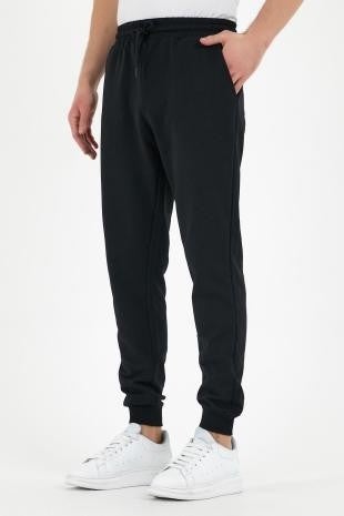 Black-Grey-Navy Blue 3-Piece Men's Sweatpants Labeled Back and Side Pockets Regular Fit