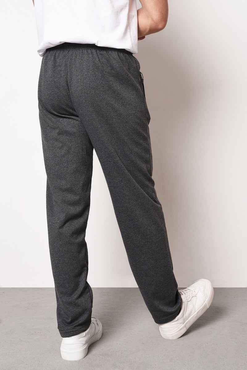 Anthracite Men's Zipper Pocket Embroidery Detailed Straight Leg Casual Cut Sweatpants