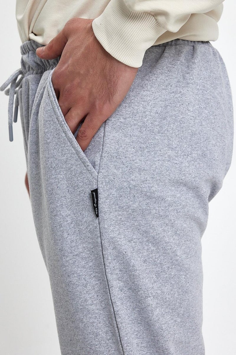 Men's Black-Grey Back Pocket Label Detailed Regular Fit 2-Piece Sweatpants