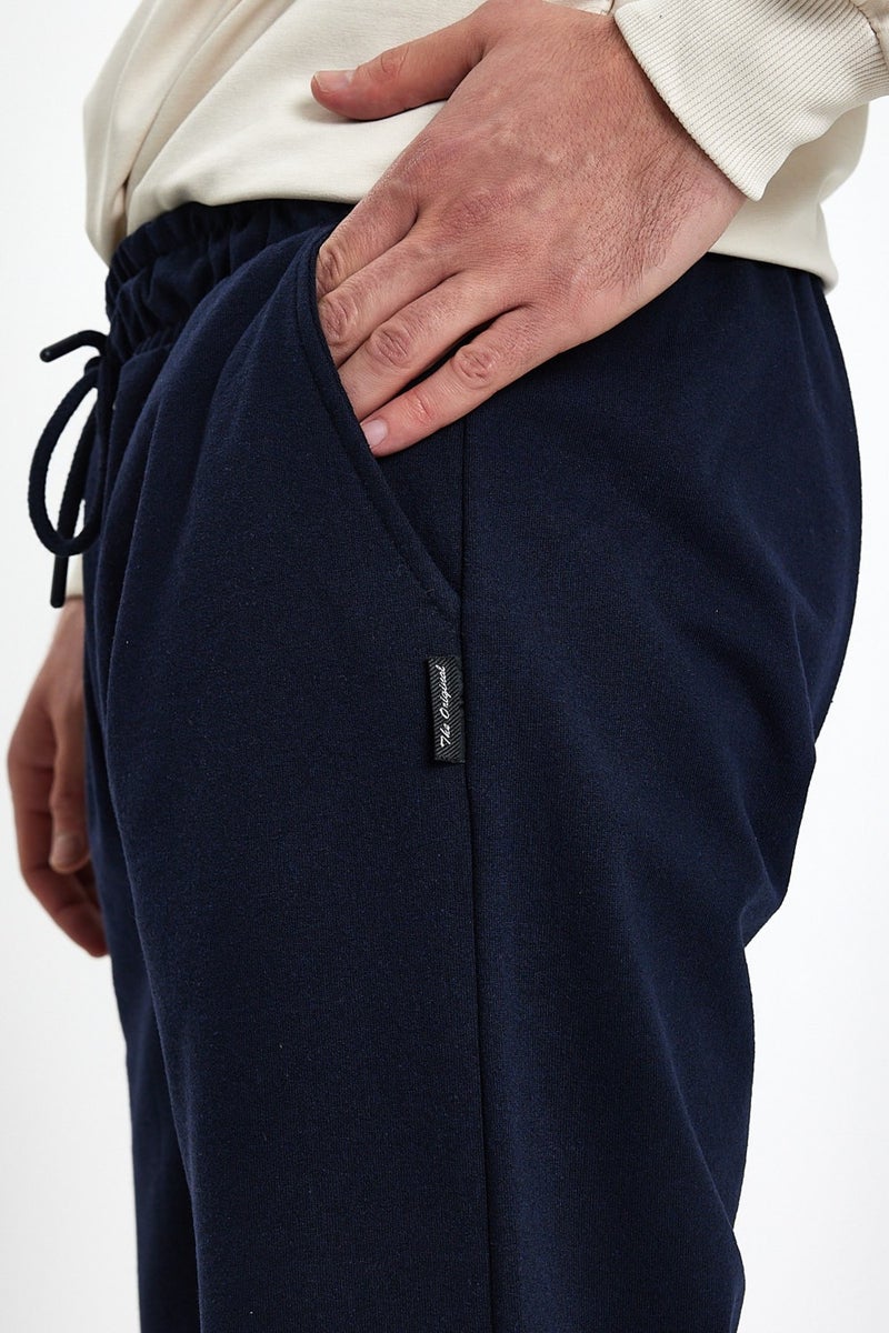 Men's Black-Navy Blue-Anthracite Back Pocket Label Detailed Regular Fit 3-Piece Sweatpants MTLCEO09-3