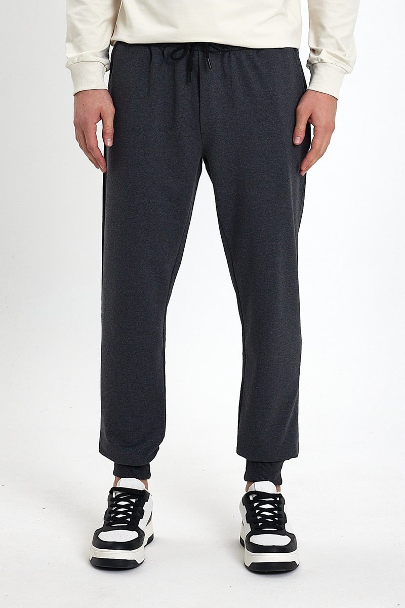 Men's Black-Navy Blue-Anthracite Back Pocket Label Detailed Regular Fit 3-Piece Sweatpants MTLCEO09-3