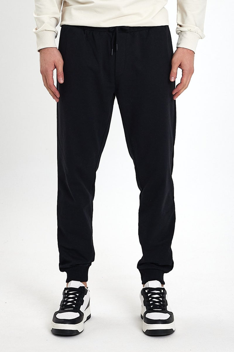 Men's Black-Navy Blue-Anthracite Back Pocket Label Detailed Regular Fit 3-Piece Sweatpants MTLCEO09-3