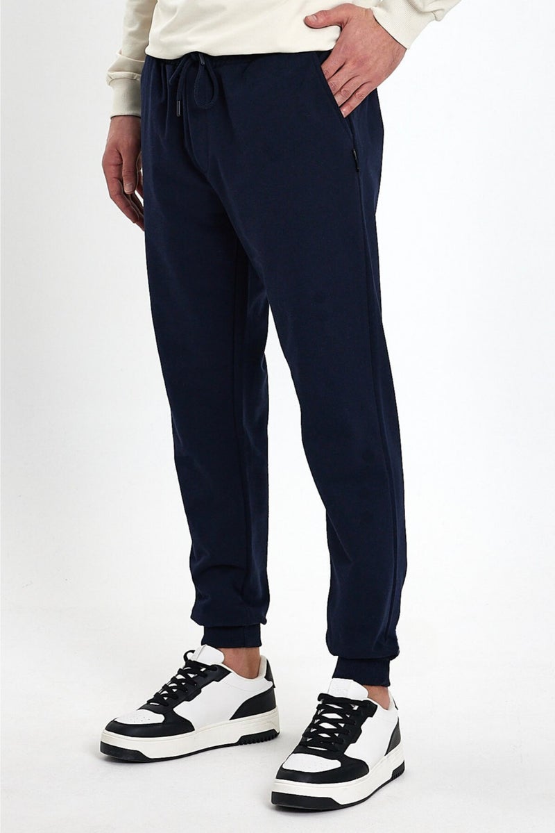 Men's Black-Navy Blue-Anthracite Back Pocket Label Detailed Regular Fit 3-Piece Sweatpants MTLCEO09-3