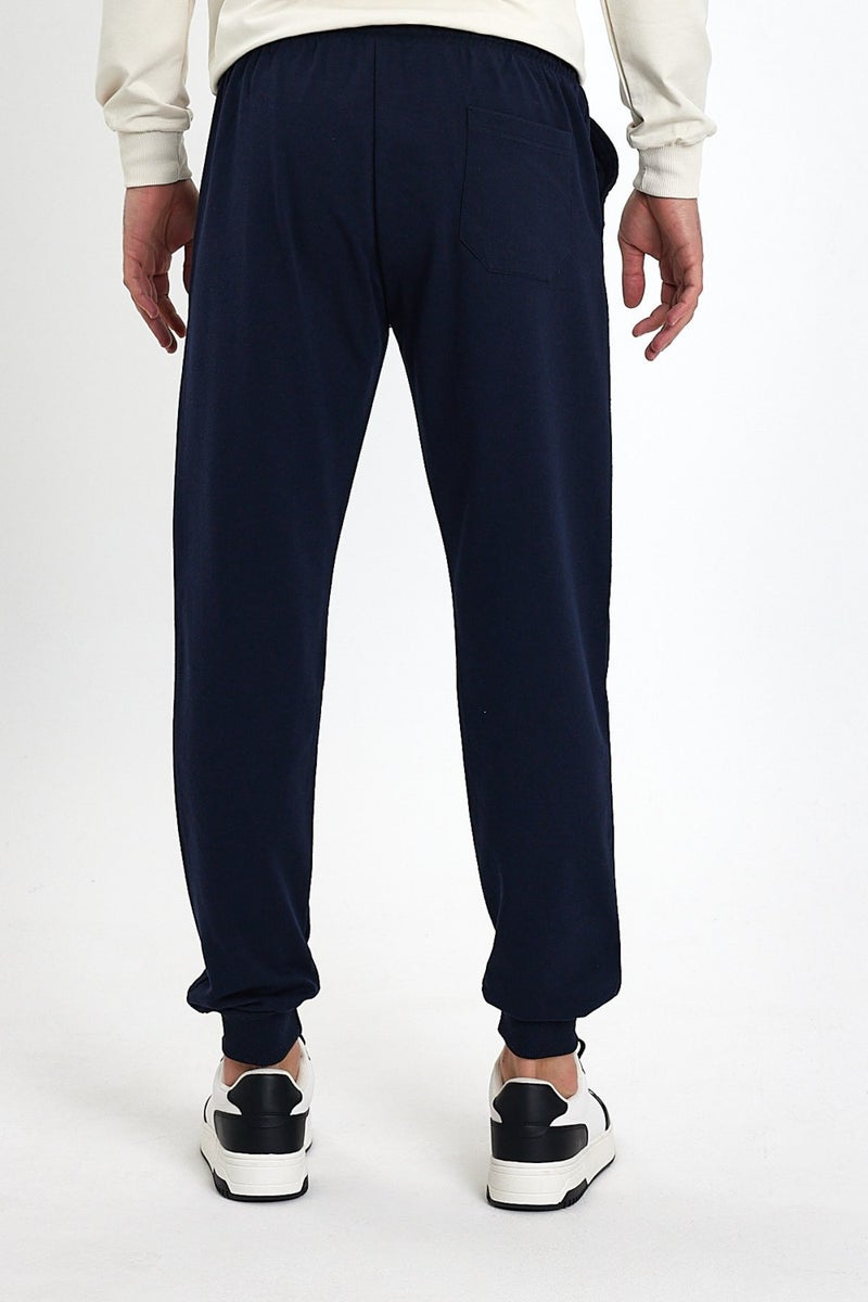 Men's Black-Navy Blue-Anthracite Back Pocket Label Detailed Regular Fit 3-Piece Sweatpants MTLCEO09-3