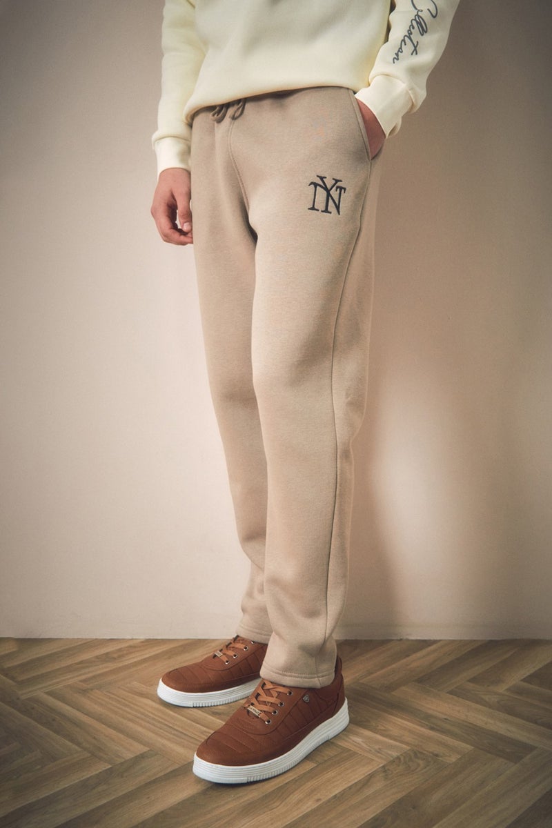 Ny Embroidered Elastic Waist Sweatpants