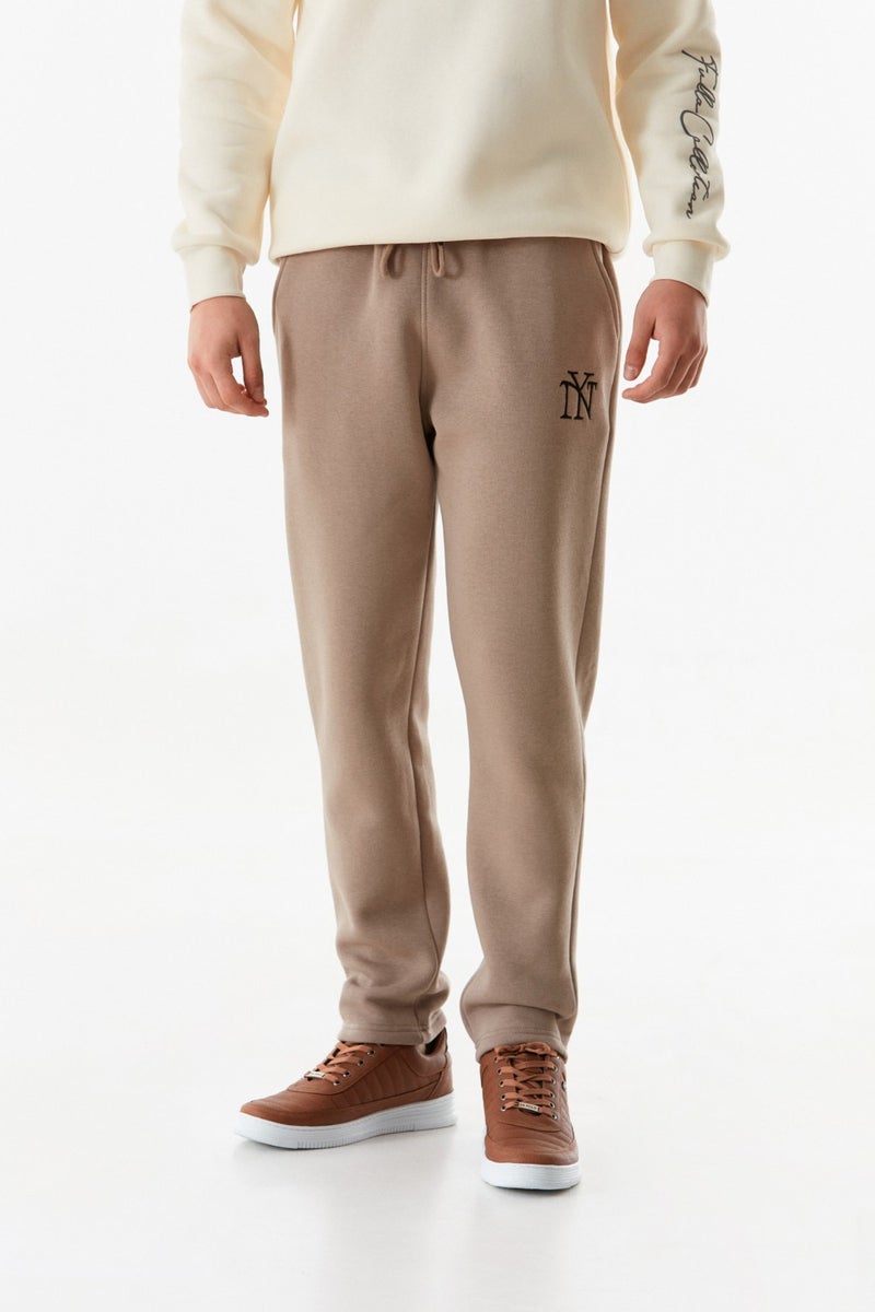 Ny Embroidered Elastic Waist Sweatpants