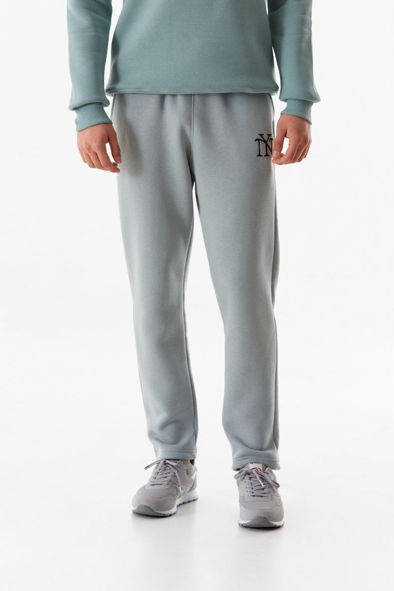 Ny Embroidered Elastic Waist Sweatpants