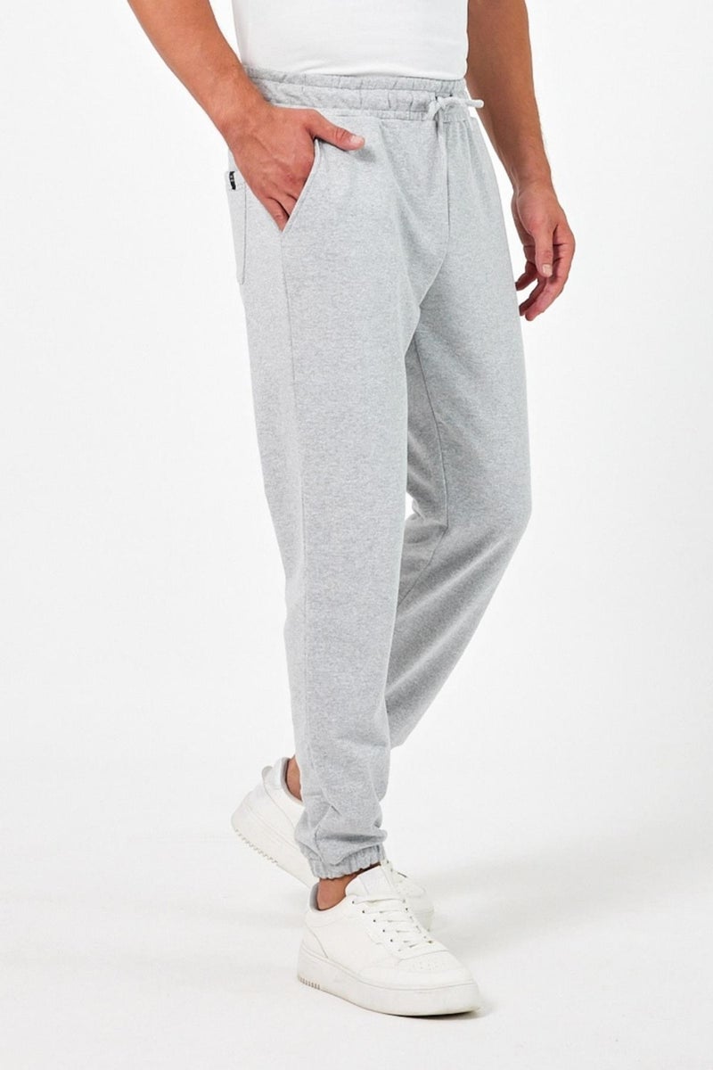 Thick Grey Men's Sweatpants Jogger Back Pocket Elastic Leg Regular Fit Non-raised