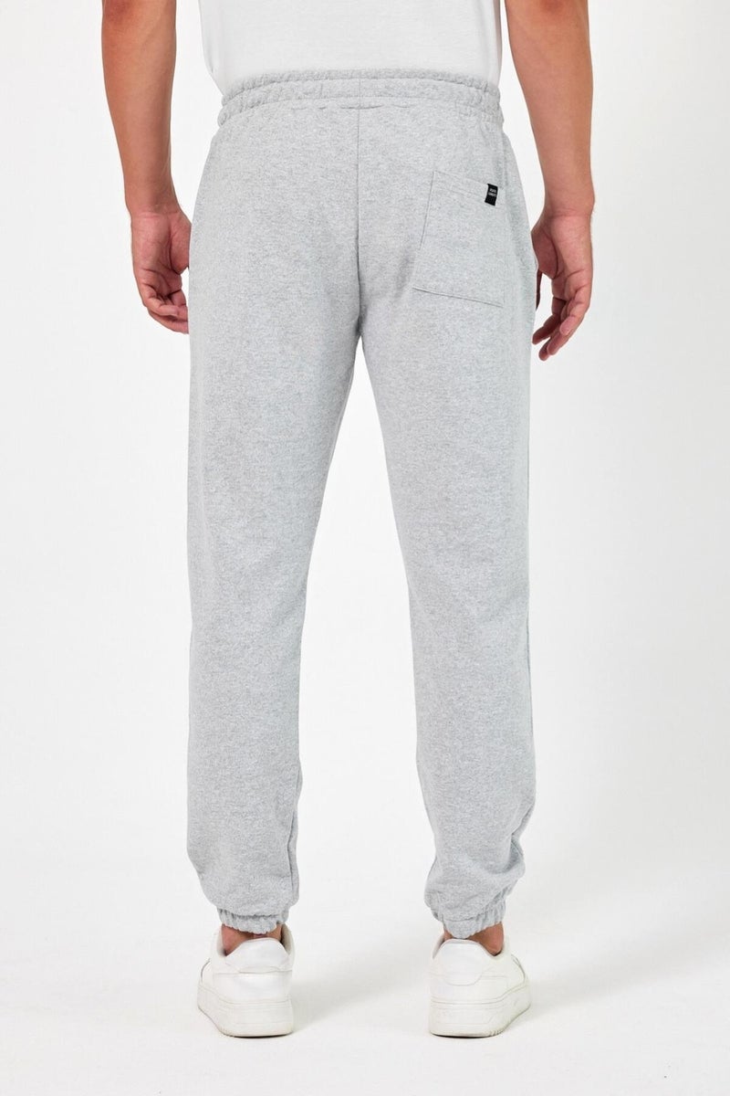 Thick Grey Men's Sweatpants Jogger Back Pocket Elastic Leg Regular Fit Non-raised