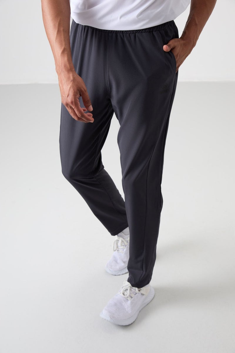 Anthracite Polyester Thin Soft Comfort Fit Men's Tracksuit Bottom - 82119