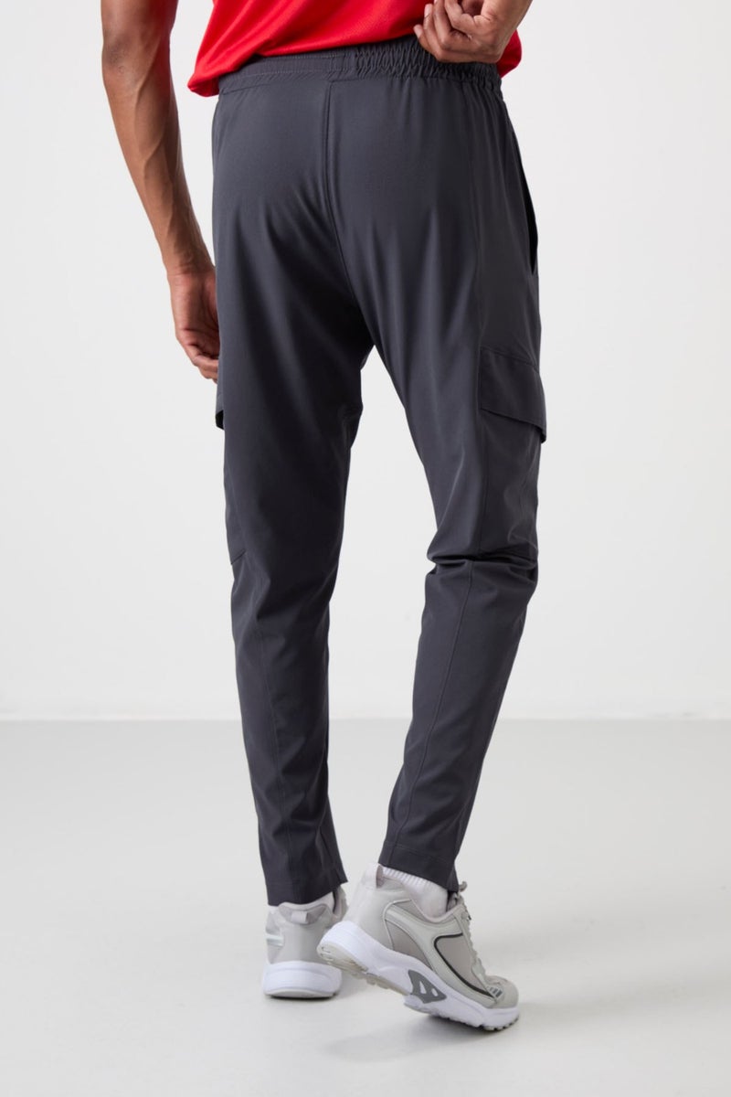 Anthracite Polyester Thin Soft Comfort Fit Men's Tracksuit Bottom - 82121