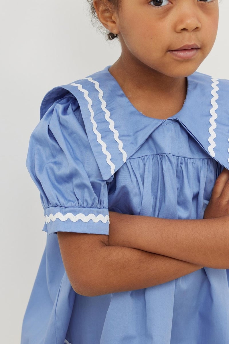 Asymmetrical Striped Dress Blue