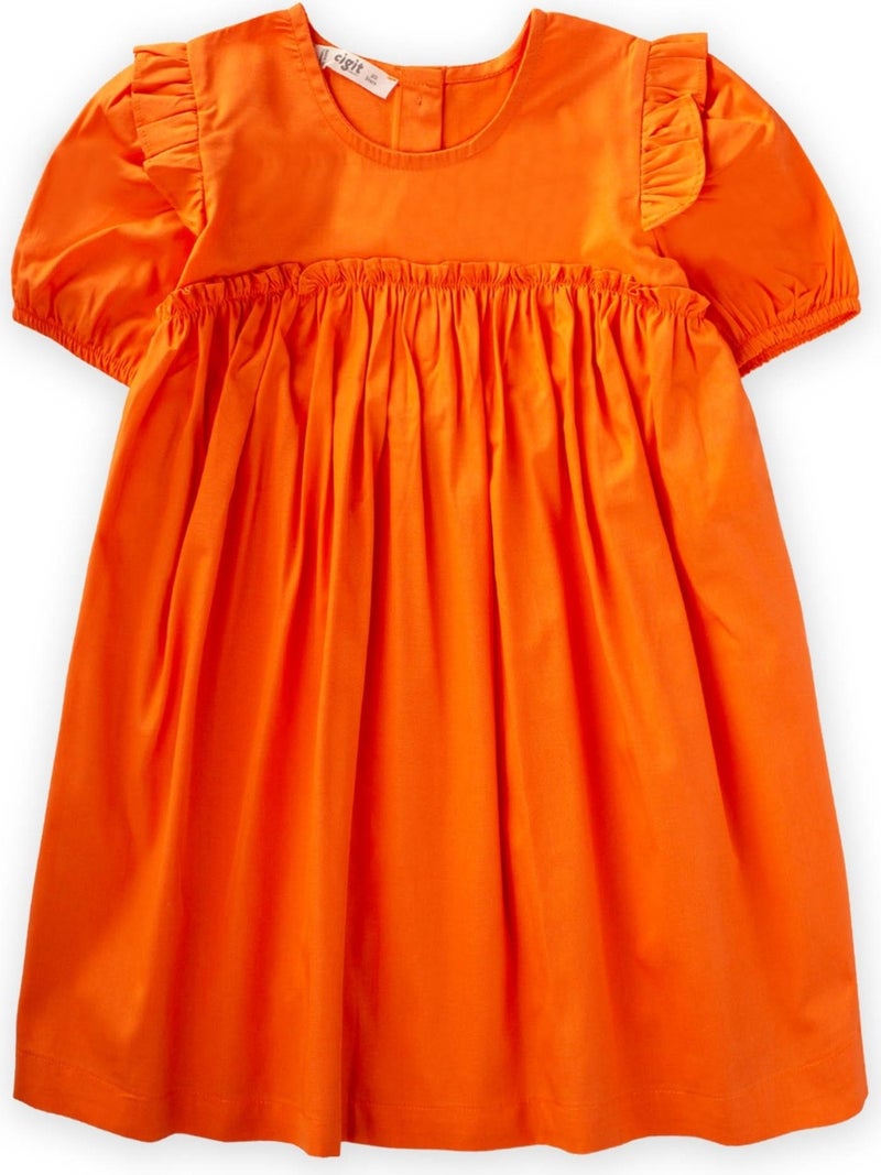 Robadan Ruffled Poplin Dress Orange