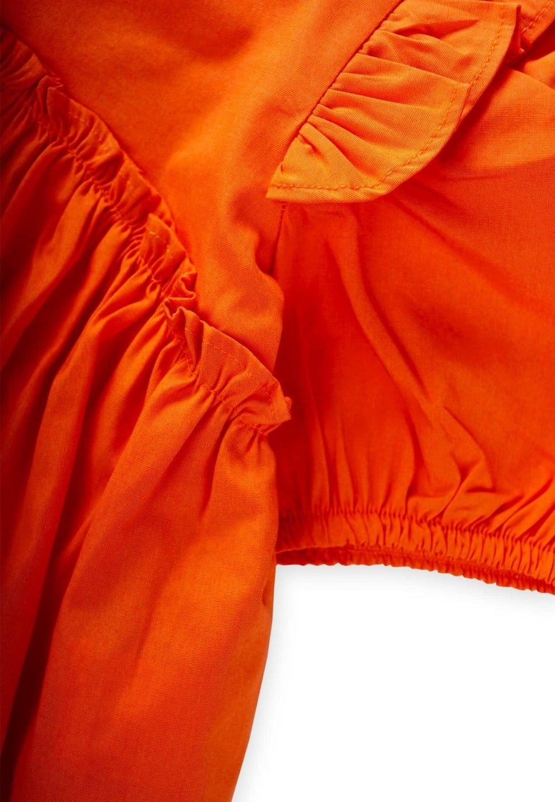 Robadan Ruffled Poplin Dress Orange