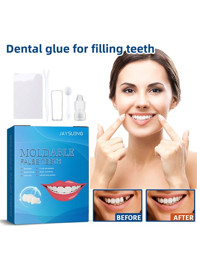 Moldable False Teeth, Reusable/Temporary Molded/Denture Replacement, Used To Fill Missing Broken Teeth, Quickly Restore Confident Smile, Tooth Filling Repair Kit