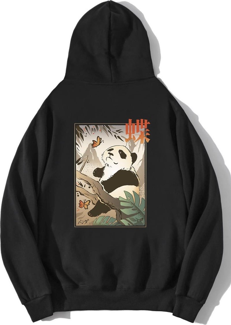 Oversize Butterfly And Japanese Panda Hoodie