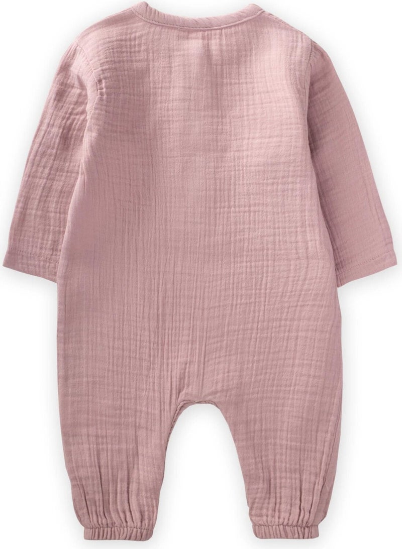 Seasonal Muslin Jumpsuit with Chigit Patch, Age 0-3, Lilac