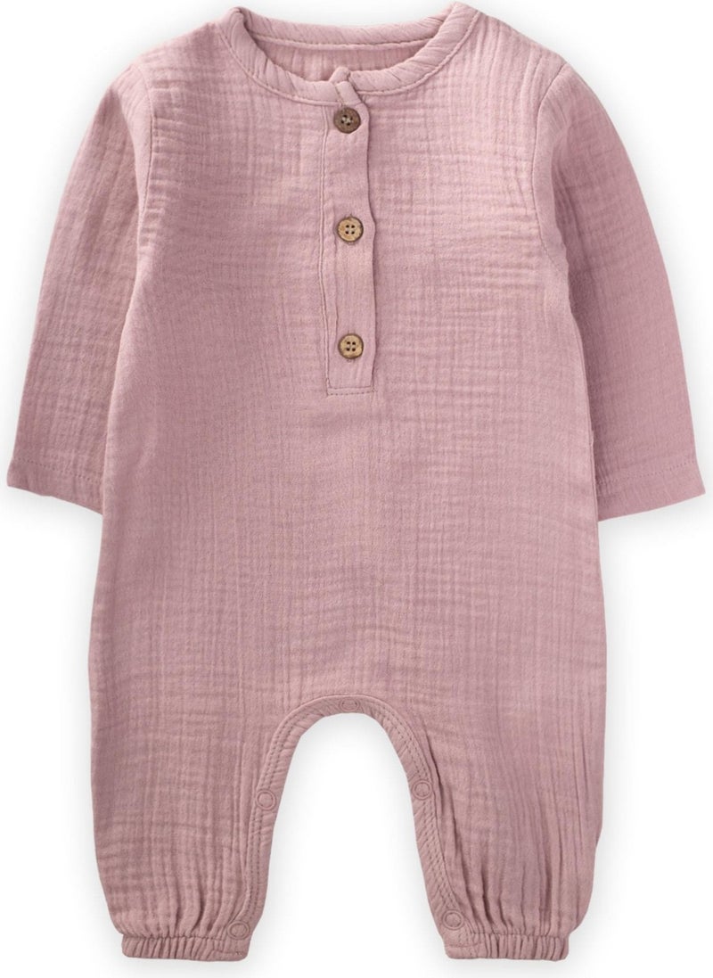 Seasonal Muslin Jumpsuit with Chigit Patch, Age 0-3, Lilac