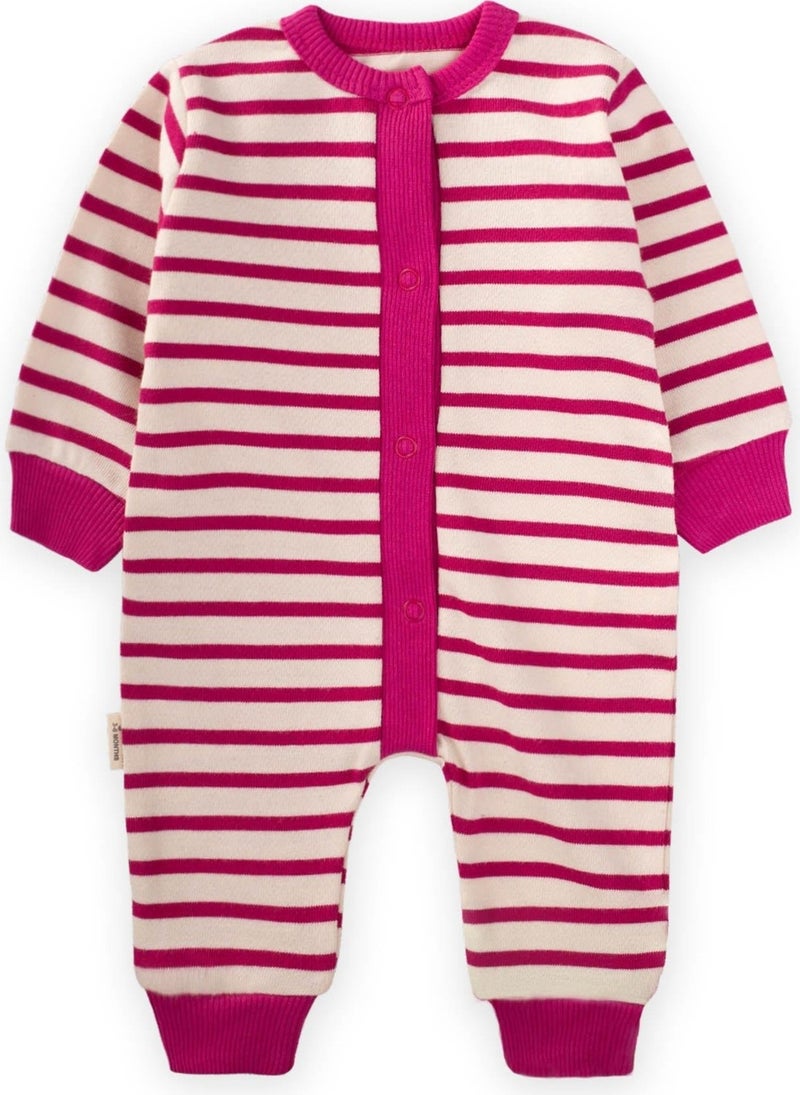 Striped Knitted Jumpsuit for 0-3 Years Fuchsia