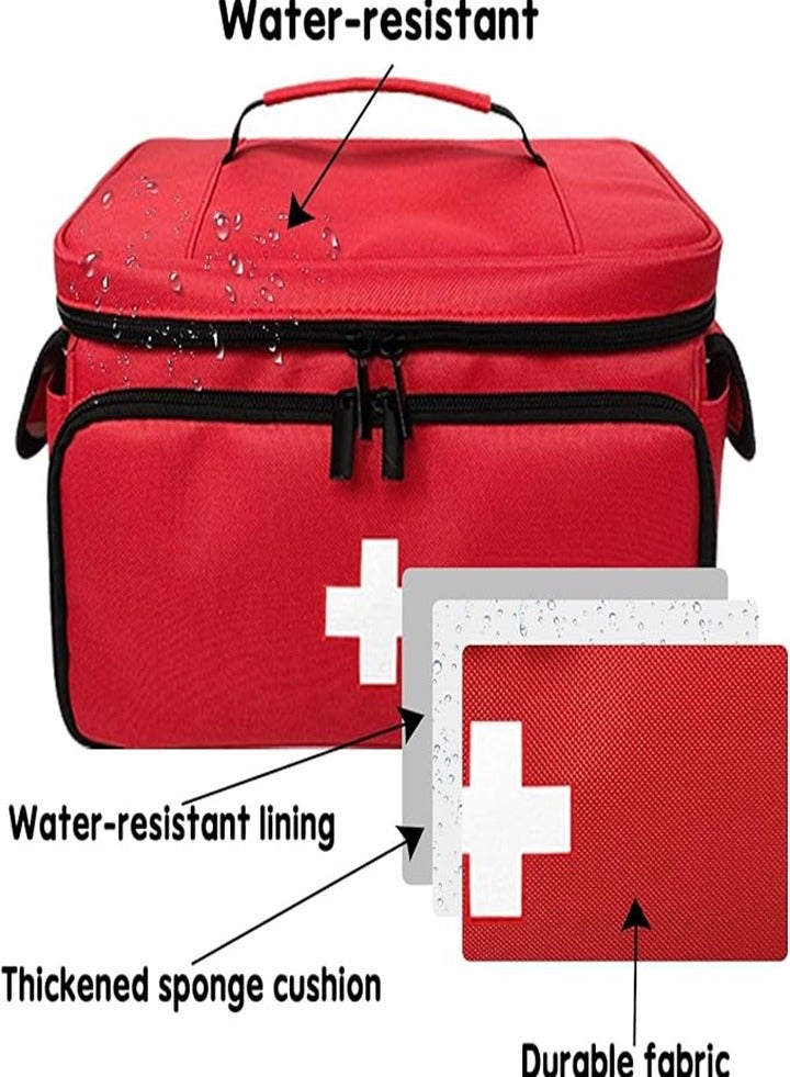 Large capacity medicine box, layered home first aid kit, portable fabric storage bag, waterproof large size, home travel medicine bag