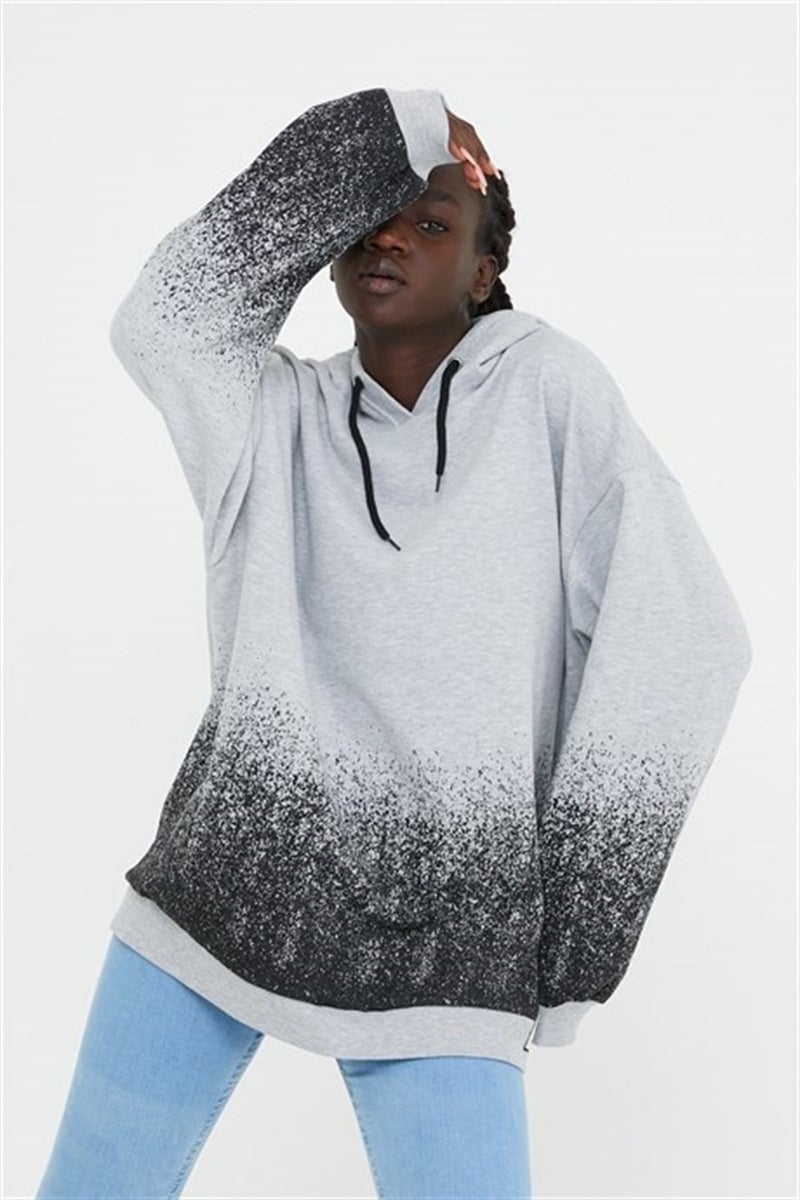 Unisex Oversize Printed Hooded Sweatshirt