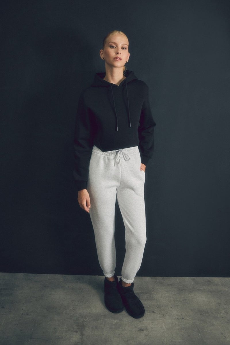 Basic Hooded Crop Sweatshirt